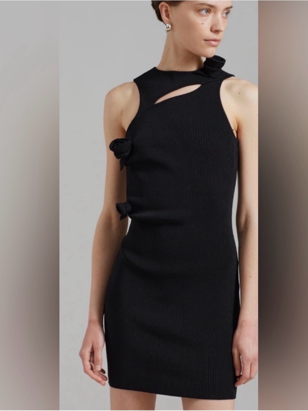 Coperni Black Sleeveless Mini Dress with Knot Accents